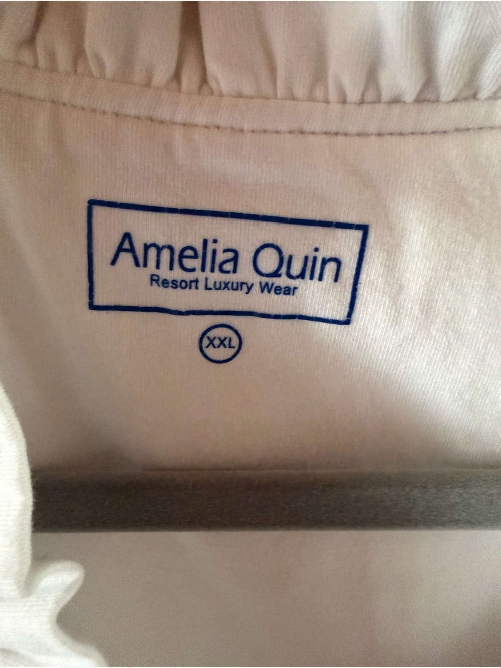 White Ruffle V-Neck 3/4 Sleeve Tee - Picture 3 of 6
